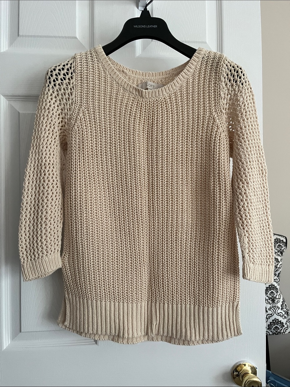 LOFT Open-Weave Crewneck Sweater